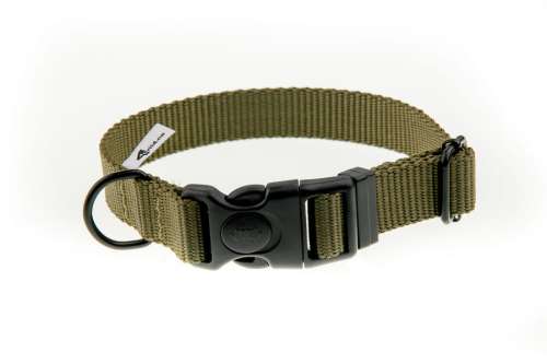 Obroża z taśmy 25 mm khaki 37-57 cm