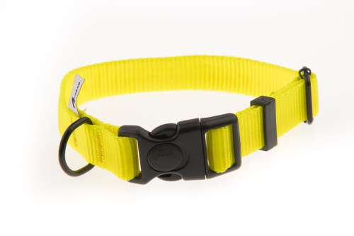 Obroża z taśmy 25 mm neonowy żółty 37-57 cm