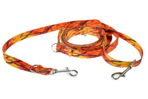 Smycz przepinana regulowana 280 cm pomarańczowy kamuflaż