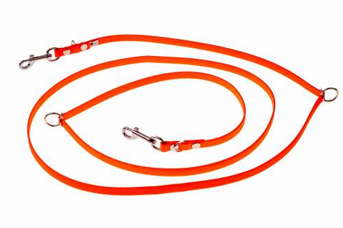 Smycz przepinana regulowana BioThane 13mm 260 cm pomarańczowy